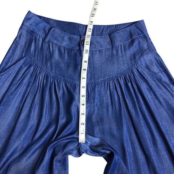 Ursime Pants Womens 28x30 Blue Chambray Wide Leg Palazzo Festival Boho Lagenlook - Picture 13 of 14
